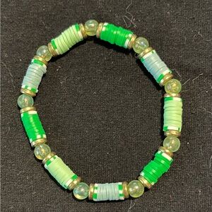 Multi green handmade beaded bracelet.